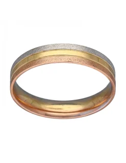 Anillo de Oro amarillo, blanco y rosado 18K con diseño Alianza