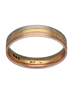 Anillo de Oro amarillo, blanco y rosado 18K con diseño Alianza y Brillantes