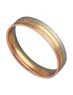 Anillo de Oro amarillo, blanco y rosado 18K con diseño Alianza