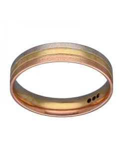 Anillo de Oro amarillo, blanco y rosado 18K con diseño Alianza y Brillantes