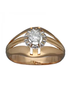 Anillo de Oro amarillo con diseño Solitario y Brillante