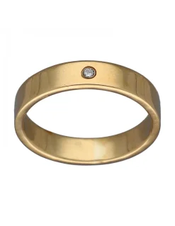 Anillo de Oro amarillo con diseño Alianza y Brillante