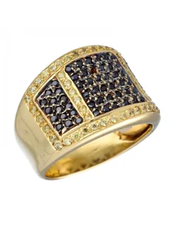 Anillo de Oro amarillo con diseño y Circonitas