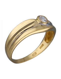 Anillo de Oro amarillo con diseño Solitario y Circonita
