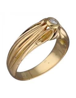 Anillo de Oro amarillo con diseño Solitario y Brillante