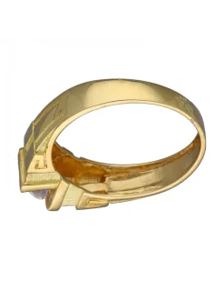 Anillo de Oro amarillo con diseño Solitario y Circonita