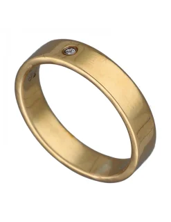 Anillo de Oro amarillo con diseño Alianza y Brillante