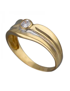 Anillo de Oro amarillo con diseño Solitario y Circonita