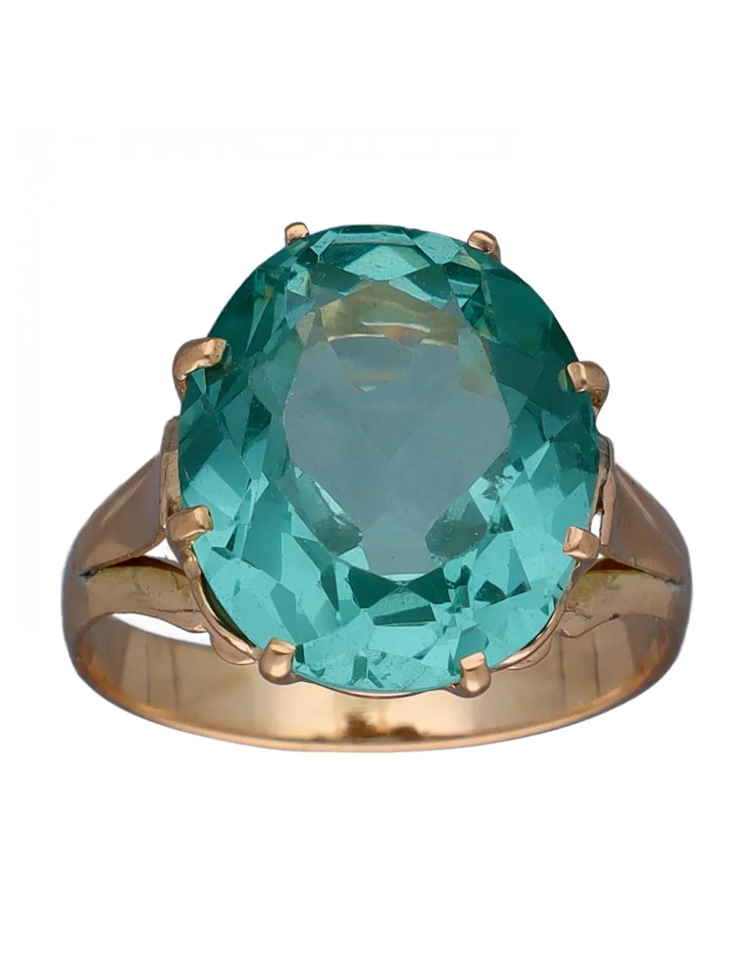 Anillo de Oro amarillo diseño Coctel con Esmeralda central