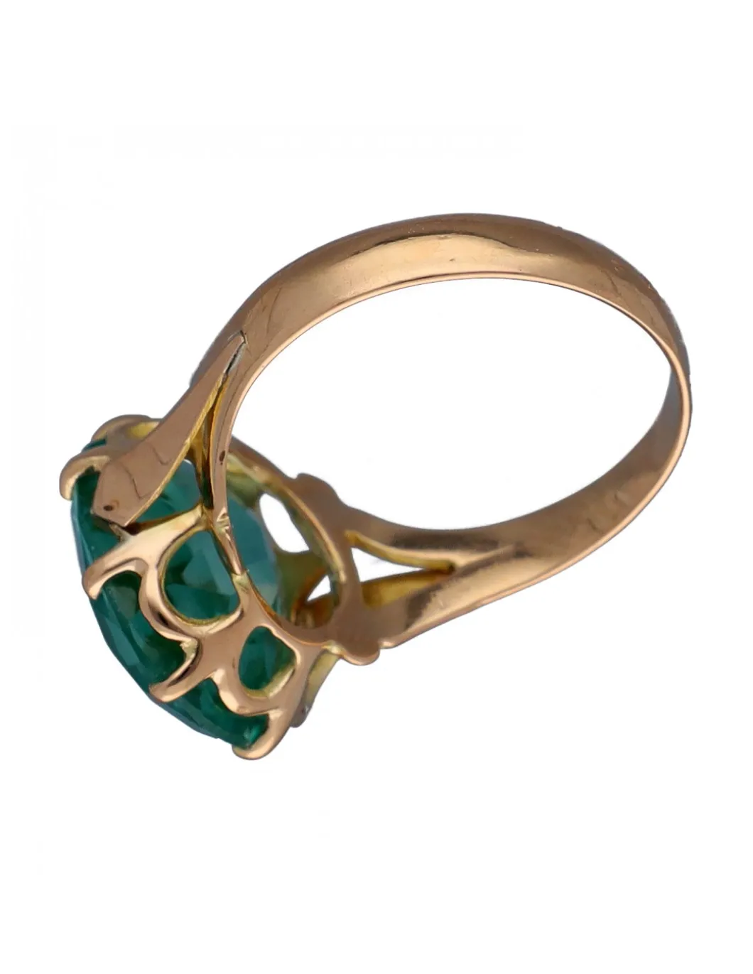 Anillo de Oro amarillo diseño Coctel con Esmeralda central