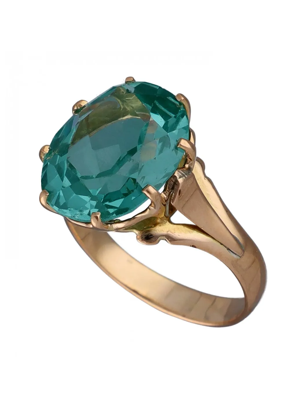 Anillo de Oro amarillo diseño Coctel con Esmeralda central