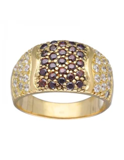 Anillo de Oro amarillo 18K con diseño, Piedras Sintéticas y Circonitas