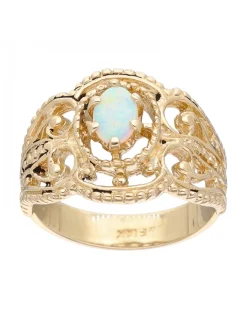 Anillo de Oro amarillo 18K con diseño y Piedras Sintética