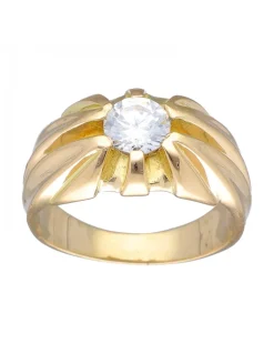 Anillo de Oro amarillo 18K con diseño y Circonita