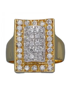 Anillo de Oro amarillo 18K con diseño cuadrado y Circonitas