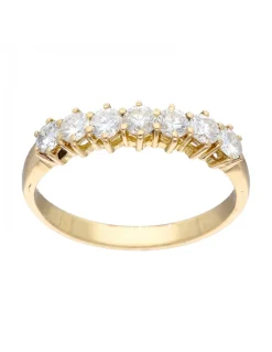 Anillo de oro amarillo 18K con diseño y brillantes