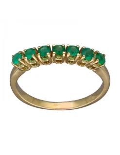 Anillo de Oro amarillo 18K con diseño y Piedras Sintéticas verdes