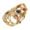 Anillo de Oro amarillo 18K con diseño, circonitas de colores