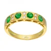 Anillo de Oro amarillo 18K con diseño, Circonitas y Piedras Sintéticas verdes