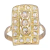 Anillo de Oro amarillo 18K con diseño rectangular y Brillantes