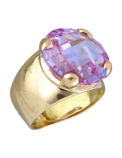 Anillo de Oro amarillo 18K con diseño y Piedra Sintética