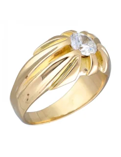 Anillo de Oro amarillo 18K con diseño y Circonita