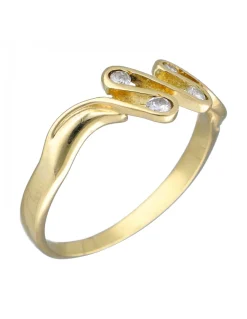 Anillo de Oro amarillo 18K con diseño y Brillantes
