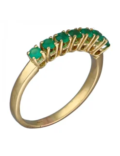 Anillo de Oro amarillo 18K con diseño y Piedras Sintéticas verdes