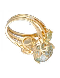 Anillo de oro amarillo 18K con diseño y Piedras Sintéticas