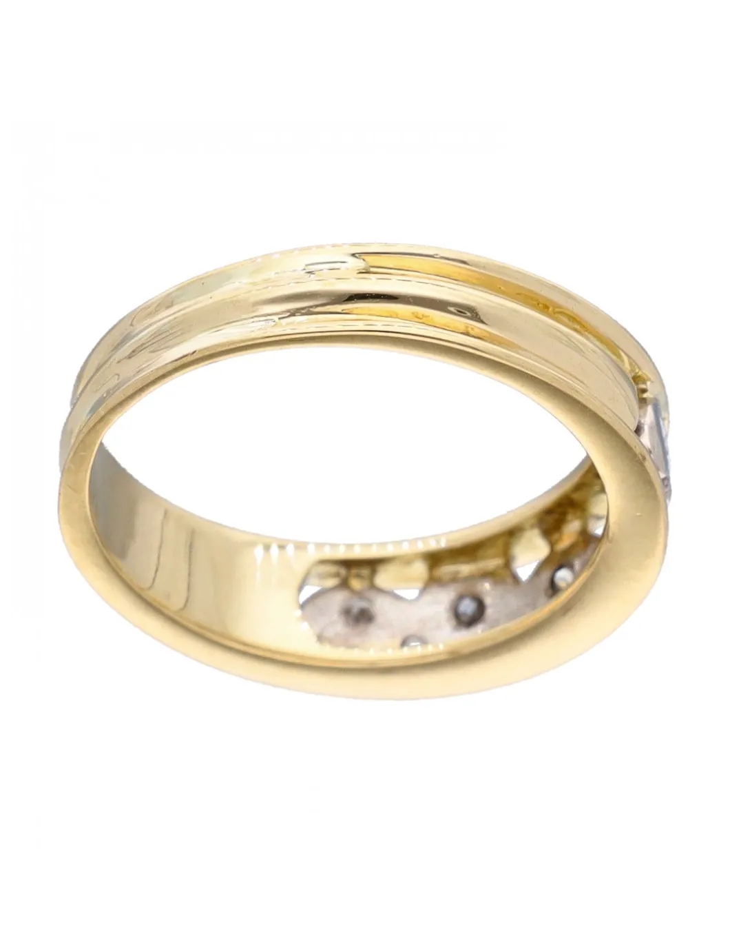 Anillo de Oro amarillo 18K con diseño de corazones y Brillantes
