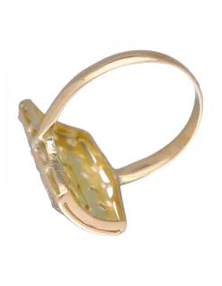 Anillo de Oro amarillo 18K con diseño rectangular y Brillantes