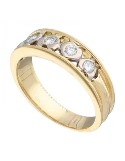 Anillo de Oro amarillo 18K con diseño de corazones y Brillantes