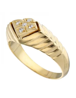 Anillo de Oro amarillo 18K con diseño y Brillantes