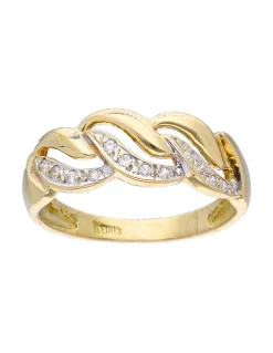 Anillo de oro amarillo 18K con diseño y circonitas