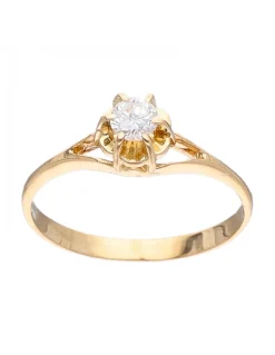 Anillo de oro amarillo 18K con diseño y brillante