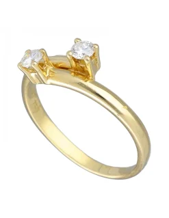 Anillo de Oro amarillo 18Kcon diseño y 2 Brillantes