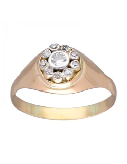 Anillo de Oro amarillo y blanco 18K con diseño y Brillantes