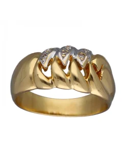 Anillo de Oro amarillo y blanco con diseño coctel y Circonitas