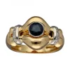 Anillo de Oro amarillo y blanco diseño Coctel, Zafiro y Circonitas
