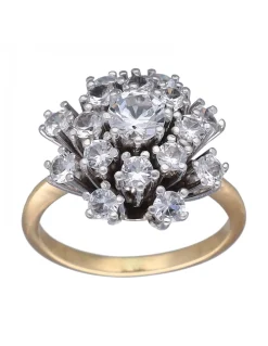 Anillo de Oro amarillo y blanco 18K con diseño y Circonitas