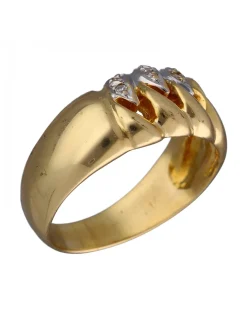 Anillo de Oro amarillo y blanco con diseño coctel y Circonitas