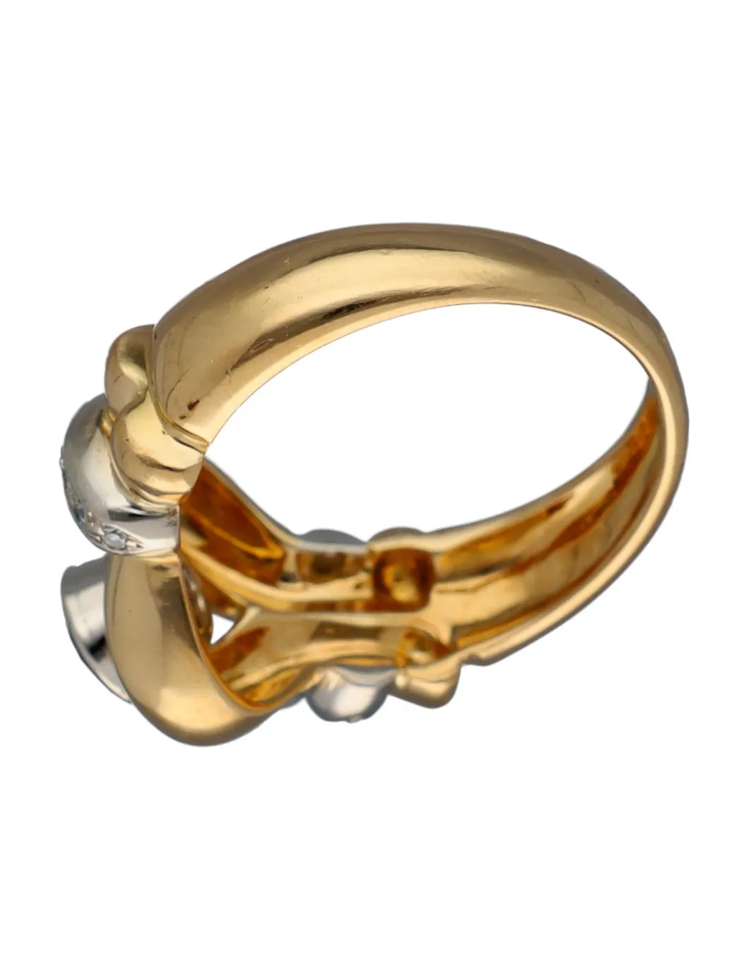 Anillo de Oro amarillo y blanco diseño Coctel, Zafiro y Circonitas