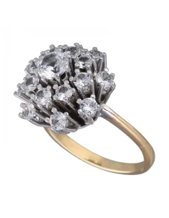 Anillo de Oro amarillo y blanco 18K con diseño y Circonitas