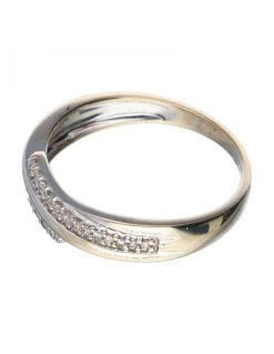 Anillo de oro blanco 18 K con diseño y circonitas