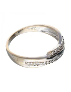 Anillo de oro blanco 18 K con diseño y circonitas