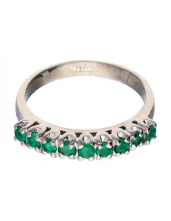 Anillo de oro blanco 18 kl con esmeraldas
