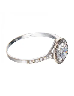 Anillo de oro blanco 18 kl con zirconitas
