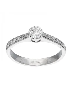 Anillo de oro blanco 18 Kl con diseño y brillantes