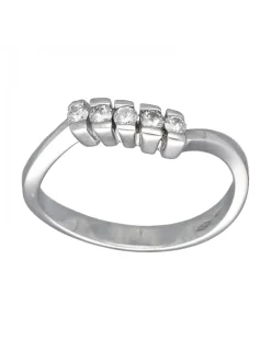 Anillo de oro blanco 18 Kl con diseño y brillantes