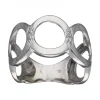 Anillo de Oro blanco con diseño de aros huecos y Circonitas